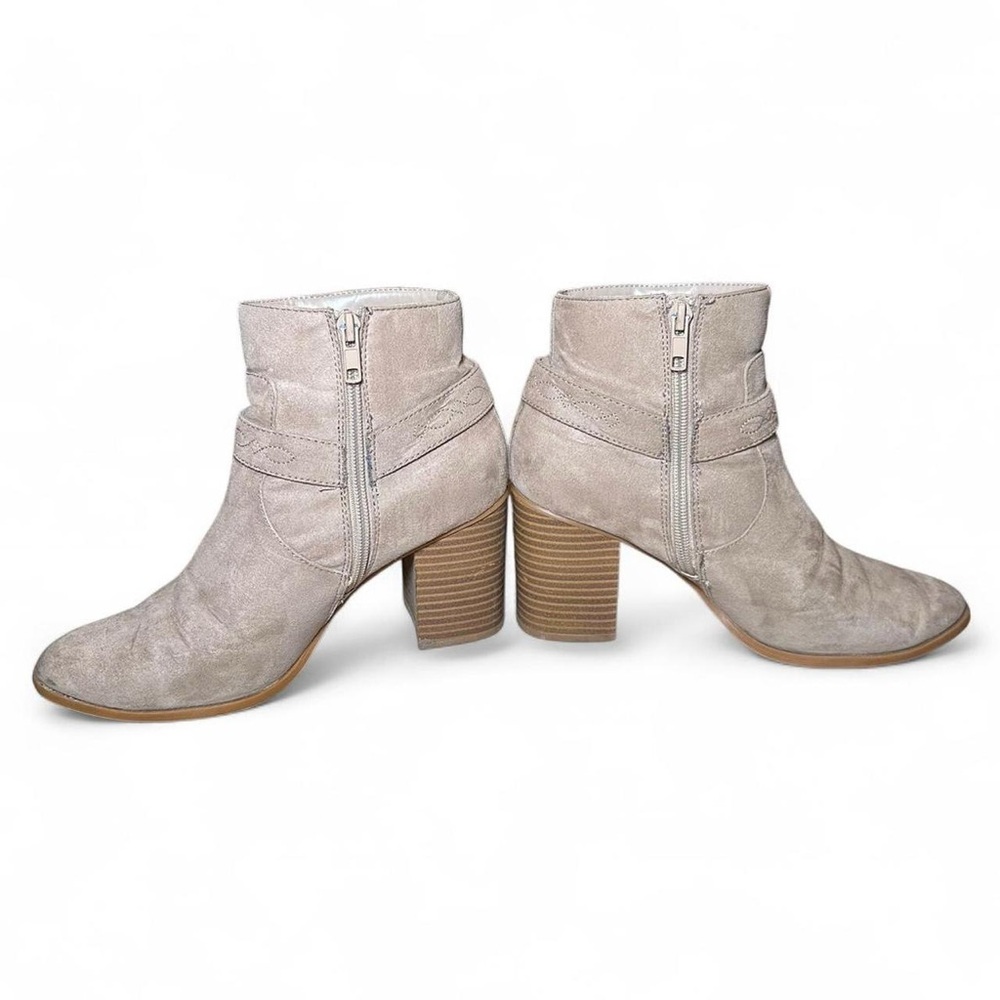 Tan Suede Wedge Ankle Boots Western Boho Cowgirl Festival - Picture 2 of 6